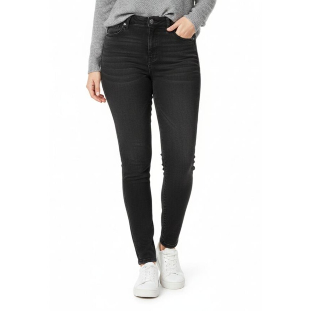 Terra & Sky Womens Plus 18W High Rise Skinny Jeans Black Denim EUC Stretch 39X28